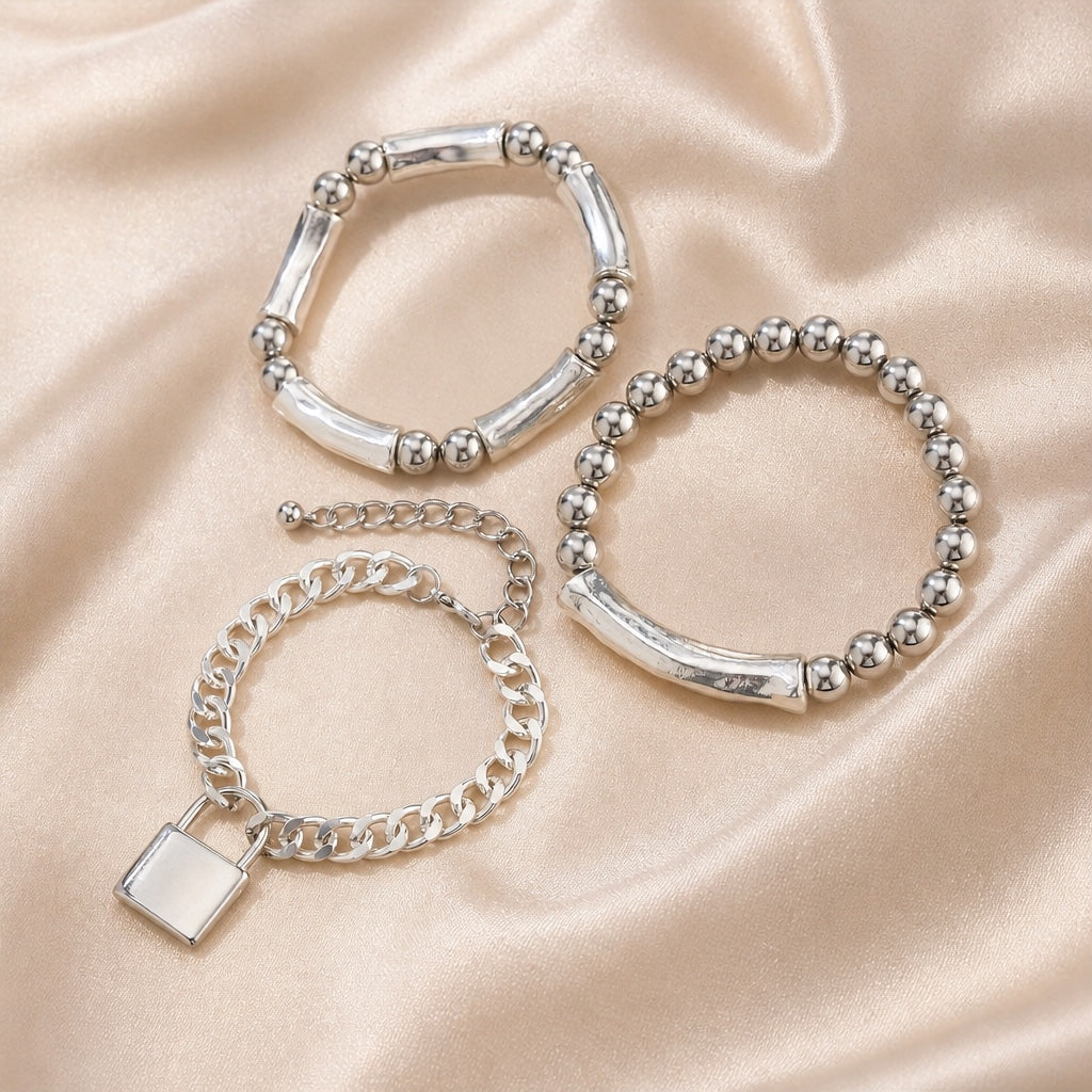 Bracelet en perles de punk en or blanc