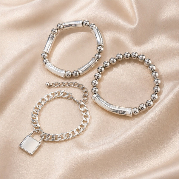 Bracelet en perles de punk en or blanc