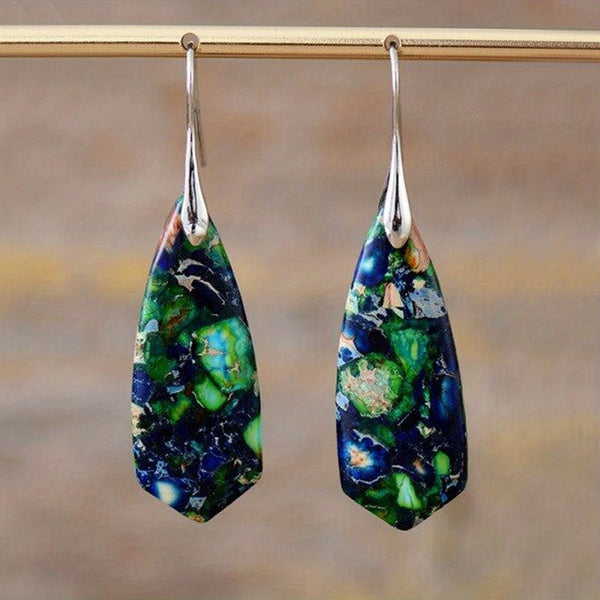 Boucles d'oreilles en pierre impériale bohème vibrante