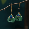 Boucles d'oreilles éléphant vert rétro