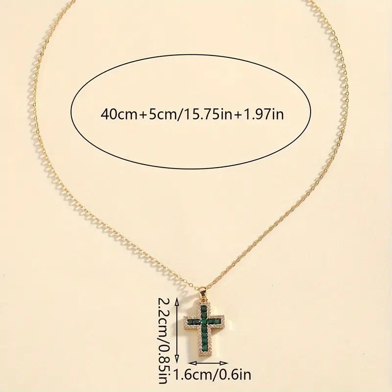 Solene | Collier pendentif croix émeraude | Or