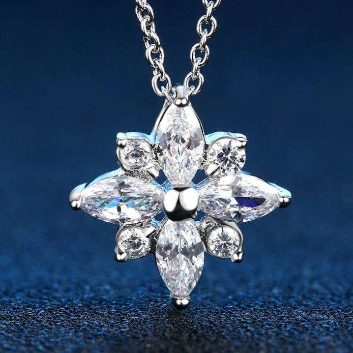 Collier Goutte Fleur en Zircon