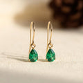 Boucles d'Oreilles Pendantes Émeraude Goutte en Or