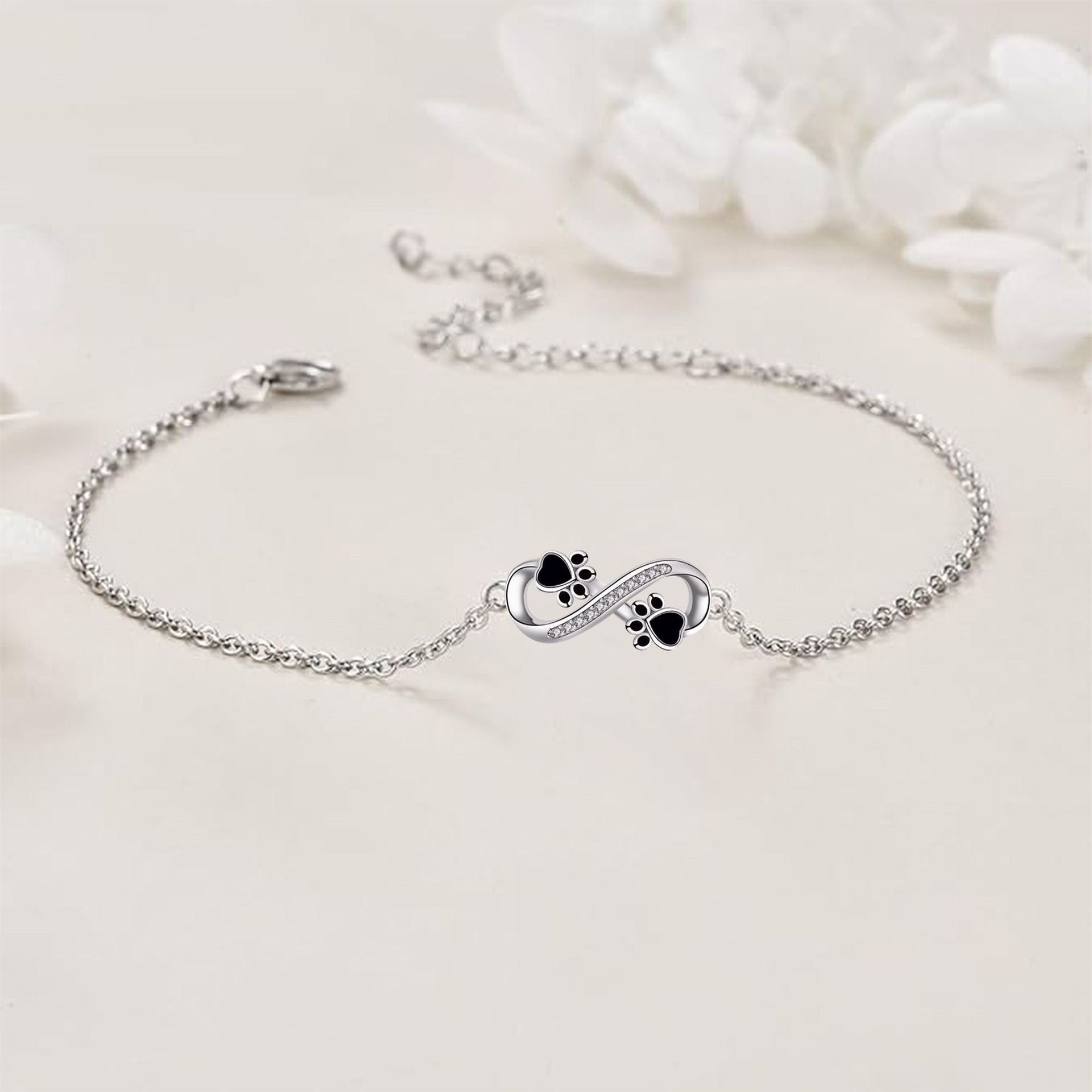 Pendentif symbole d'infini bracelet pour animaux de compagnie avec zircon