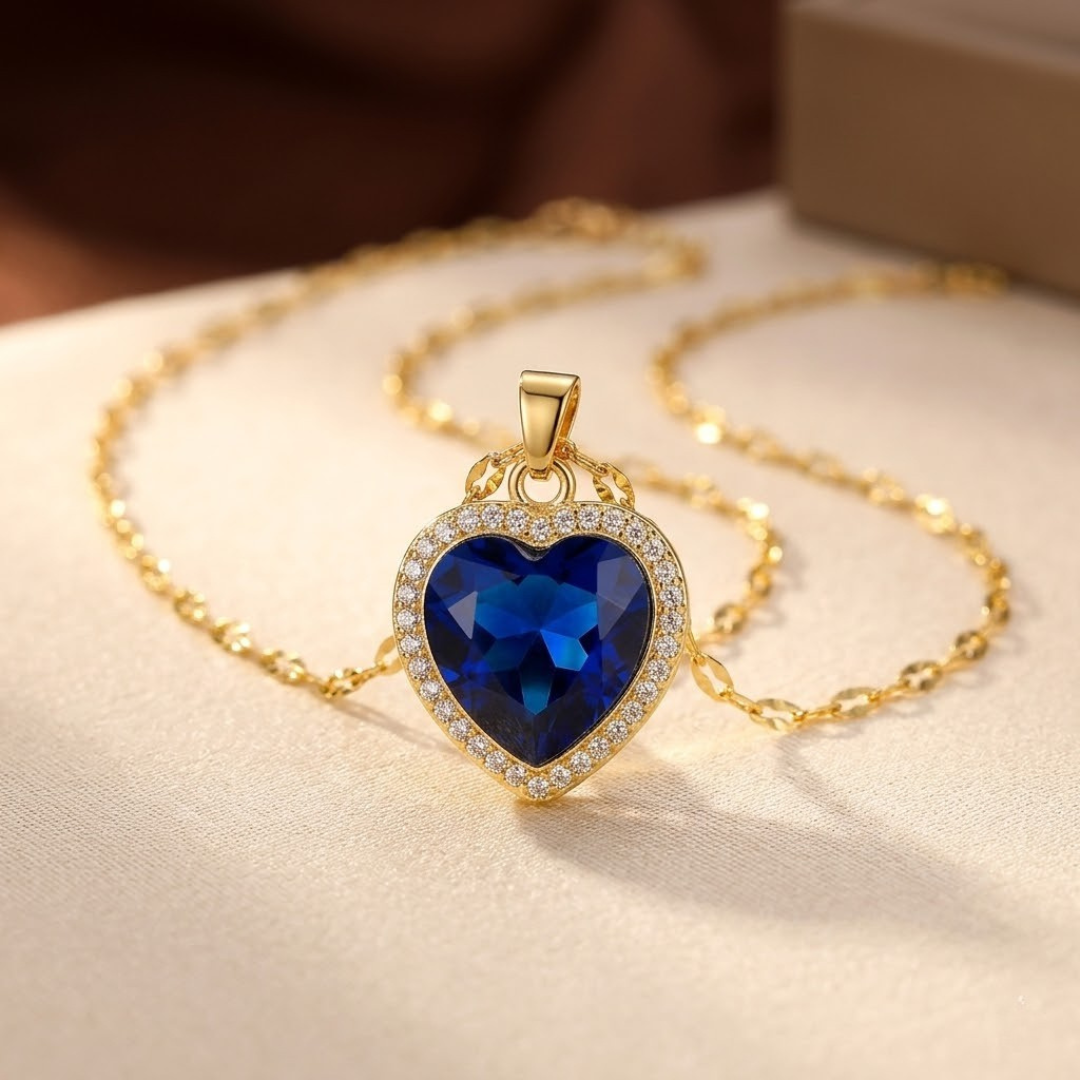 Collier Saphir Cœur en Or
