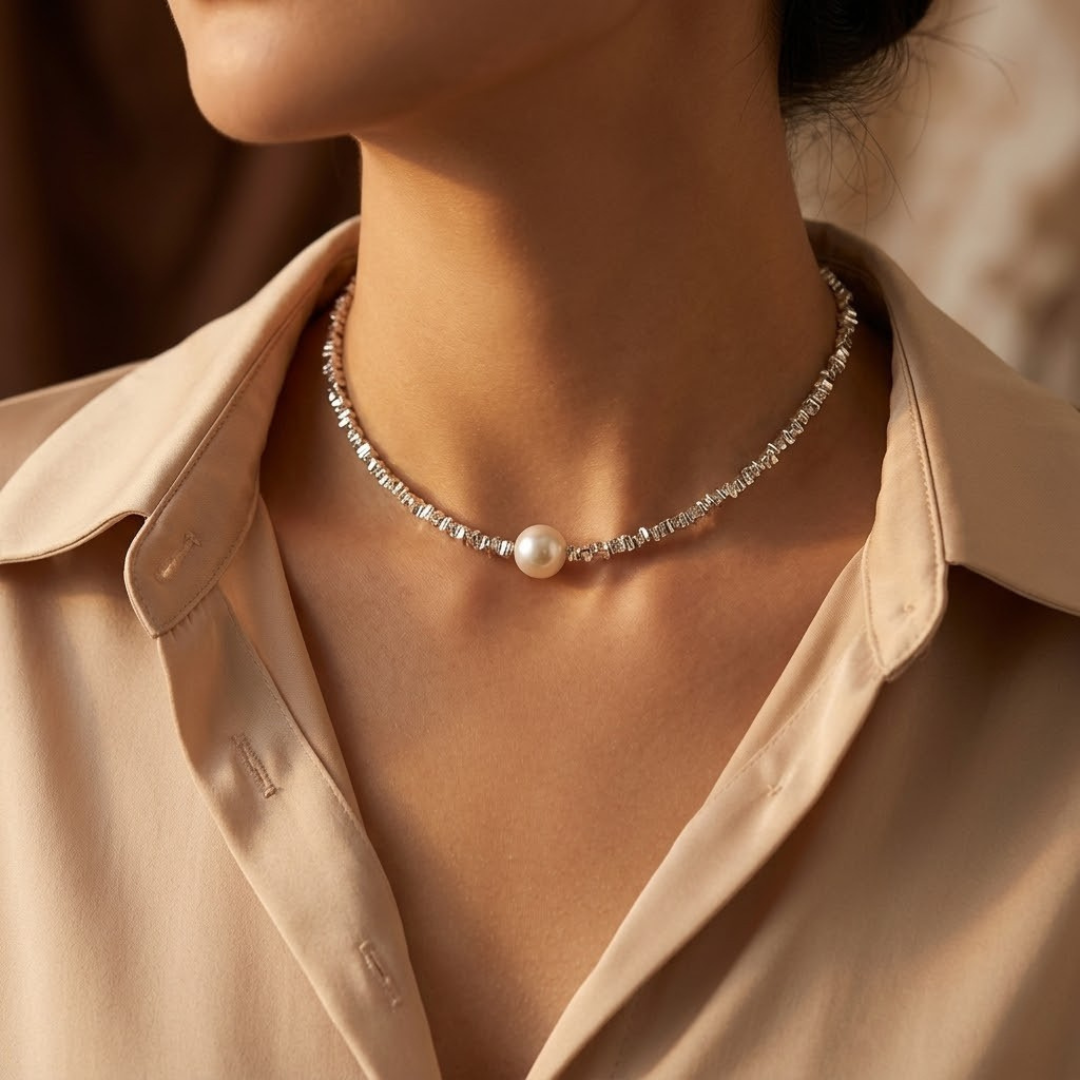 Collier Ras-de-Cou Minimaliste Perle en Argent