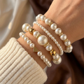 Ensemble de Bracelets de Perles en Or