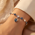 Bracelet Chaîne Saphir Cœur en Argent