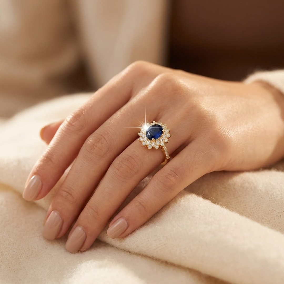 Bague Saphir Halo en Or