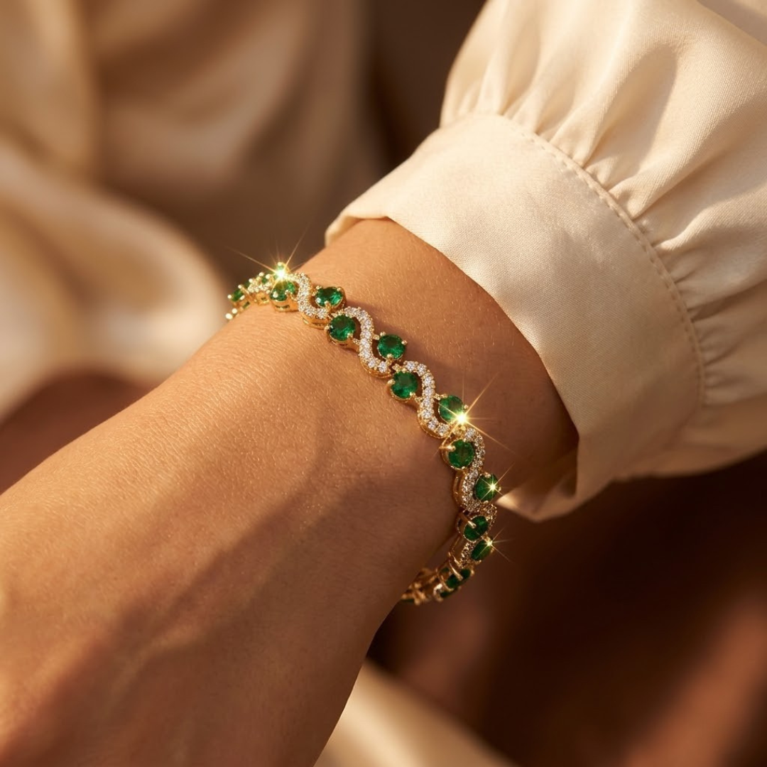 Bracelet Émeraude Halo en Or