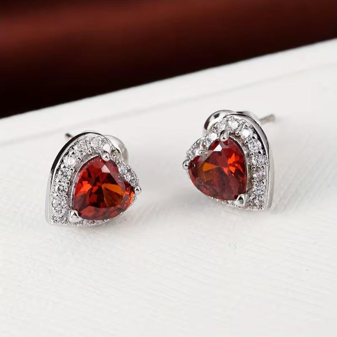 Boucles d'oreilles en argent Halo Cœur Émeraude
