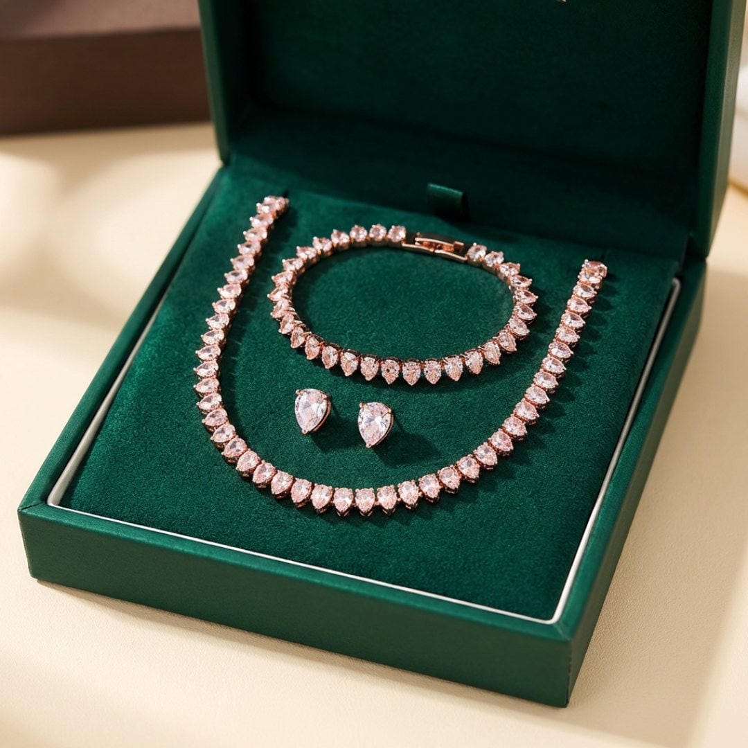 Superbe ensemble de mariage en zircon cubique rond brillant