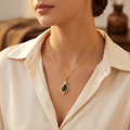 Collier Pendentif Émeraude Goutte en Or