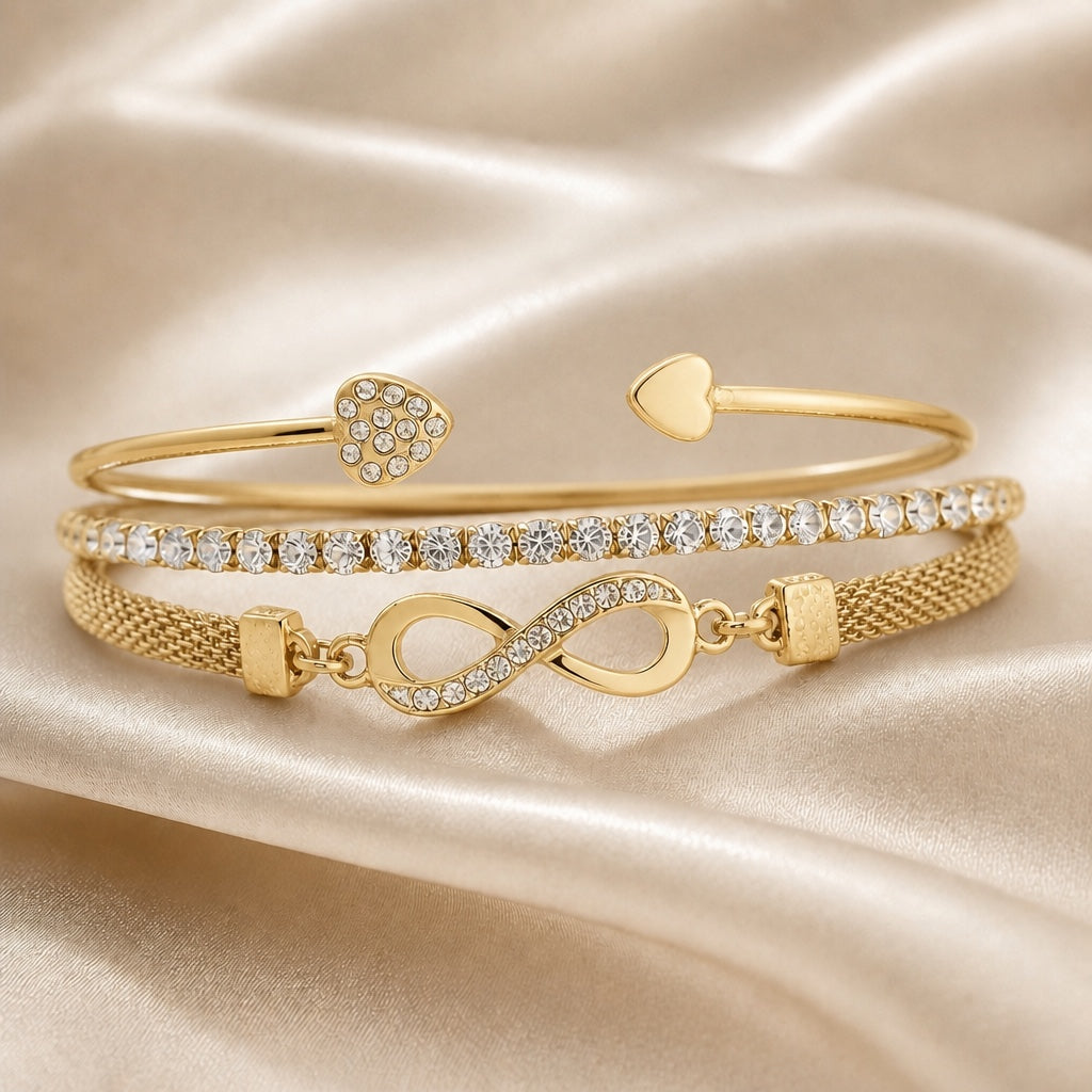Bracelet éternel en rhinestones en or blanc