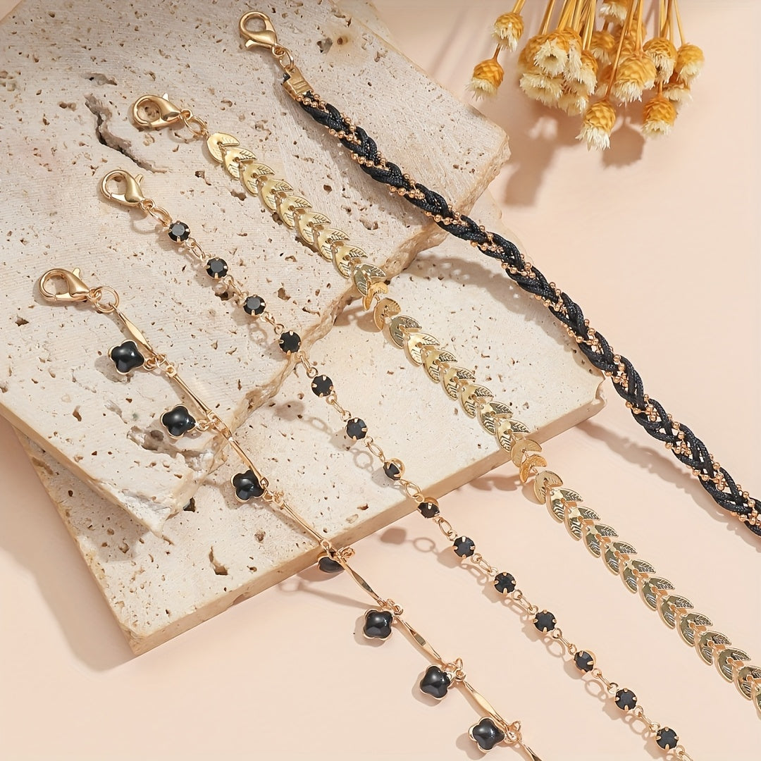 Ensemble de bracelets en zirconium noir intemporel