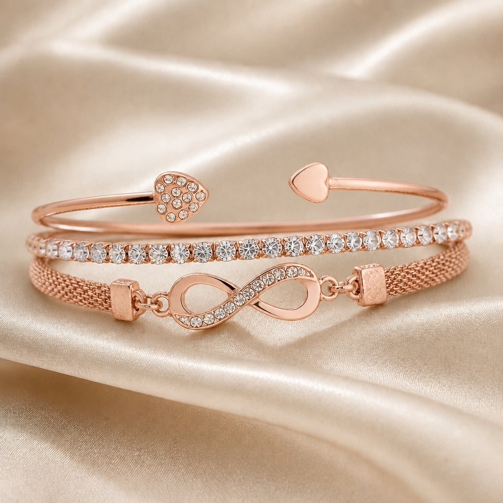 Bracelet éternel en rhinestones en or blanc