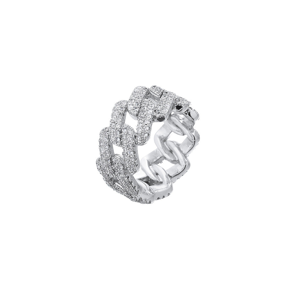 Bague en Zirconium Incrustée en Or et Argent Élégante