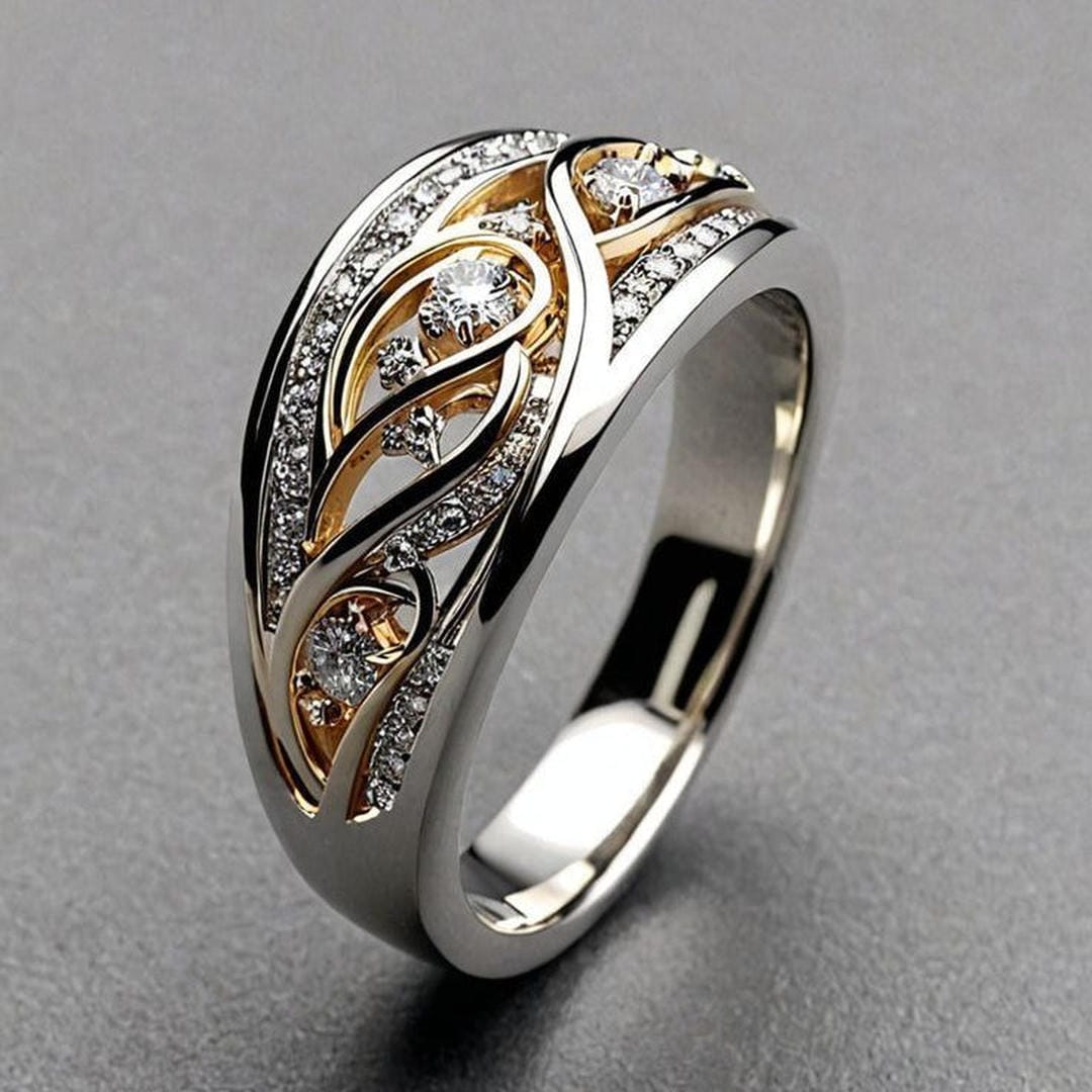 Bague Sculpturale Or Argent