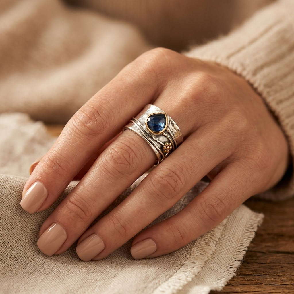 Bague Accent Serti Clos en Argent et Or