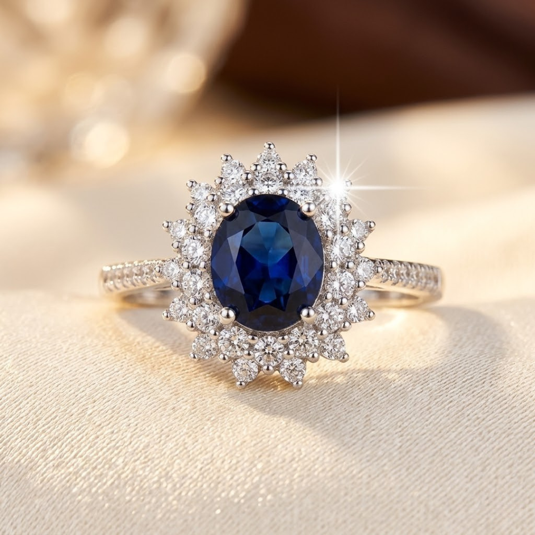 Bague Saphir Halo en Or
