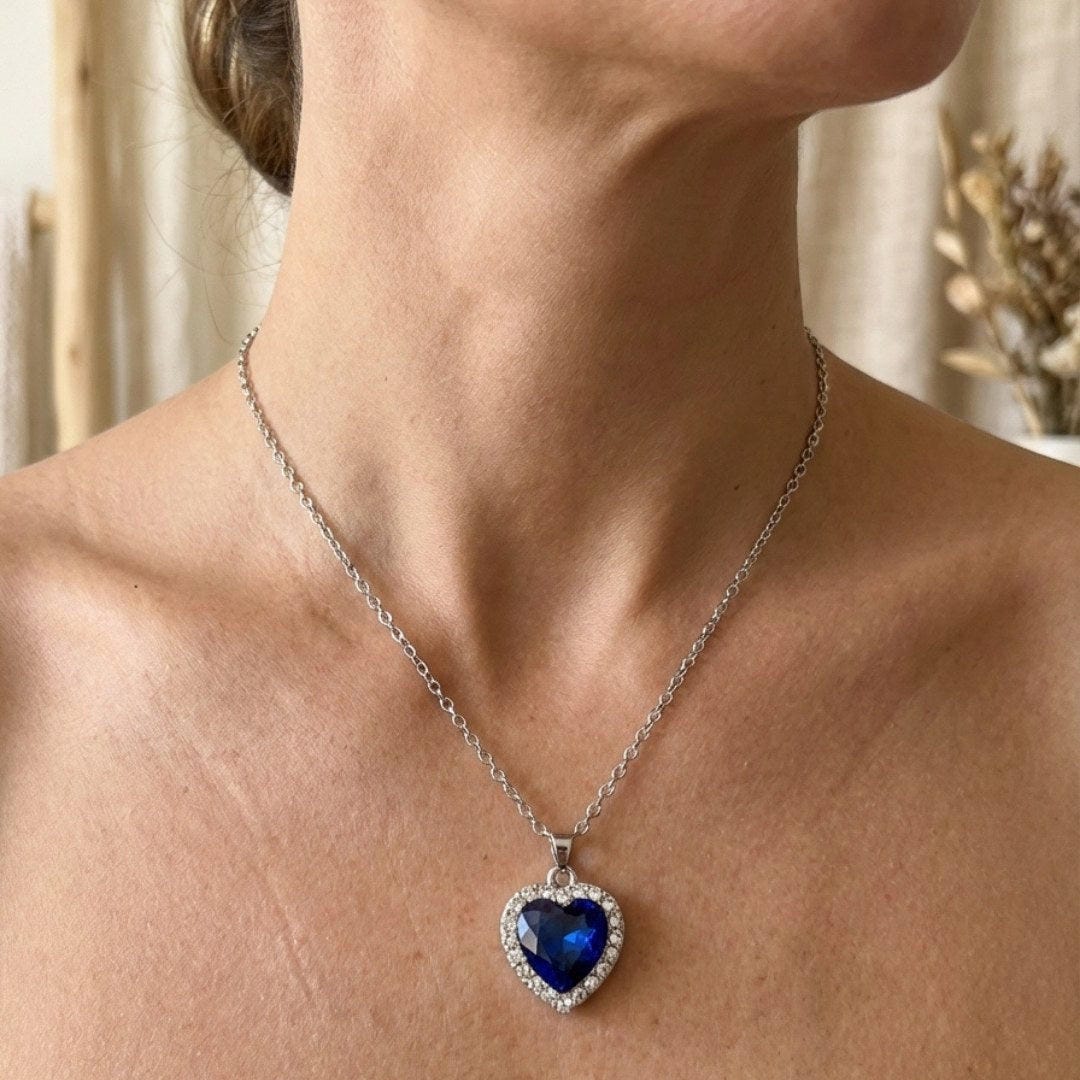 Collier pendentif Cœur Saphir
