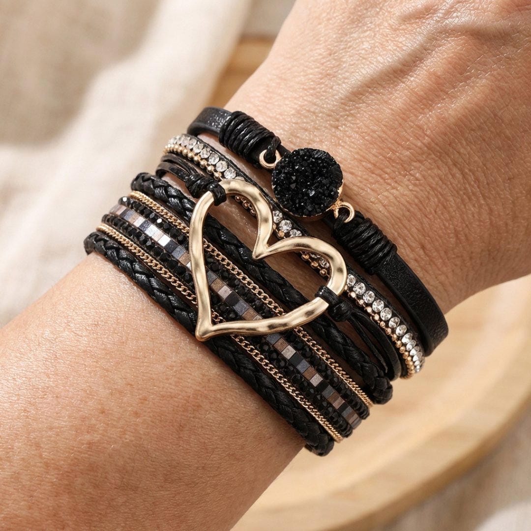 Bracelet en cuir multi-couches bohème