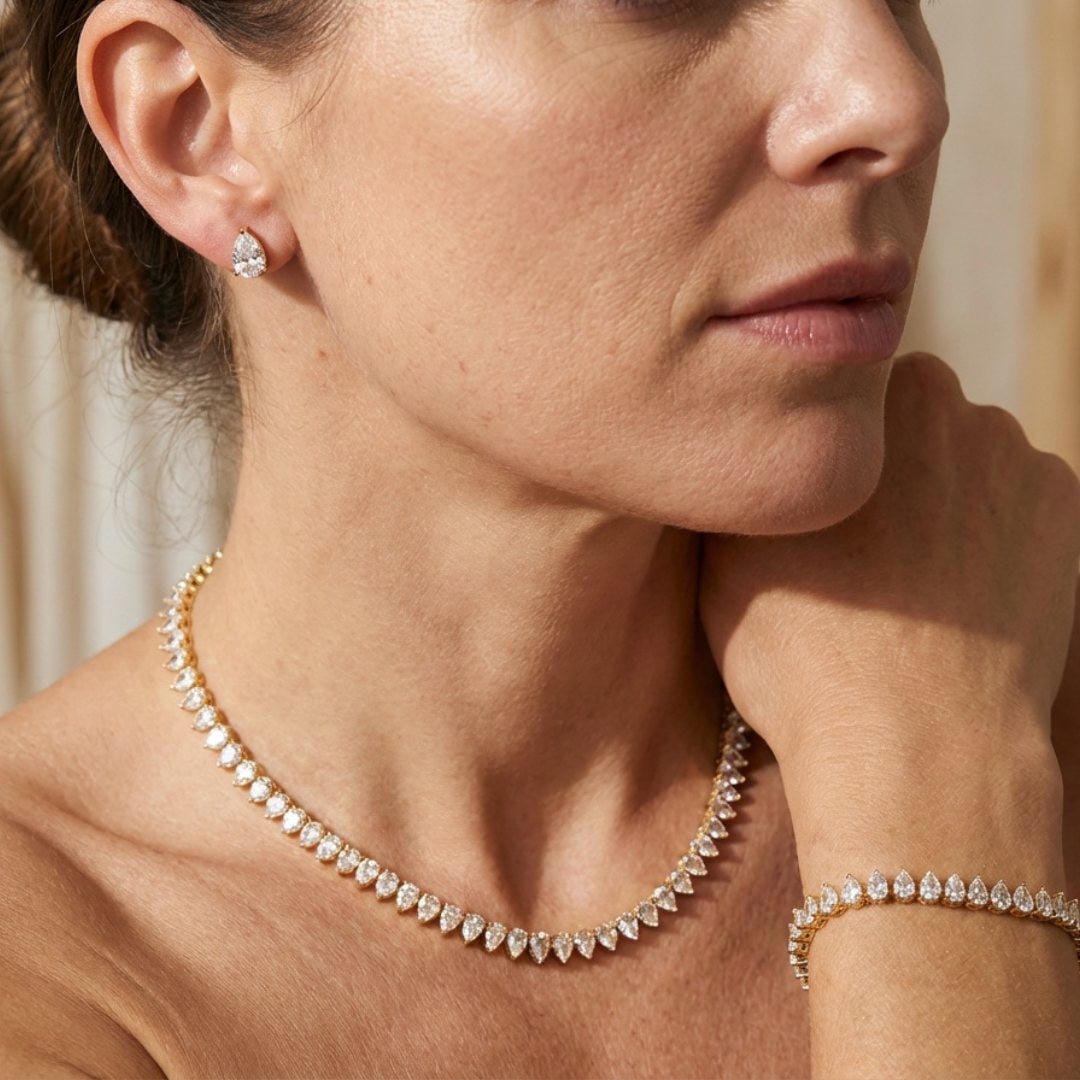 Superbe ensemble de mariage en zircon cubique rond brillant