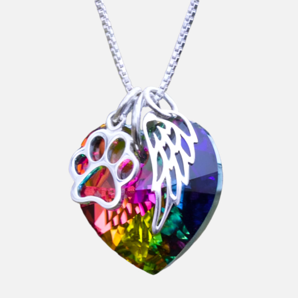 Collier souvenir arc-en-ciel avec pendentif en forme de cœur
