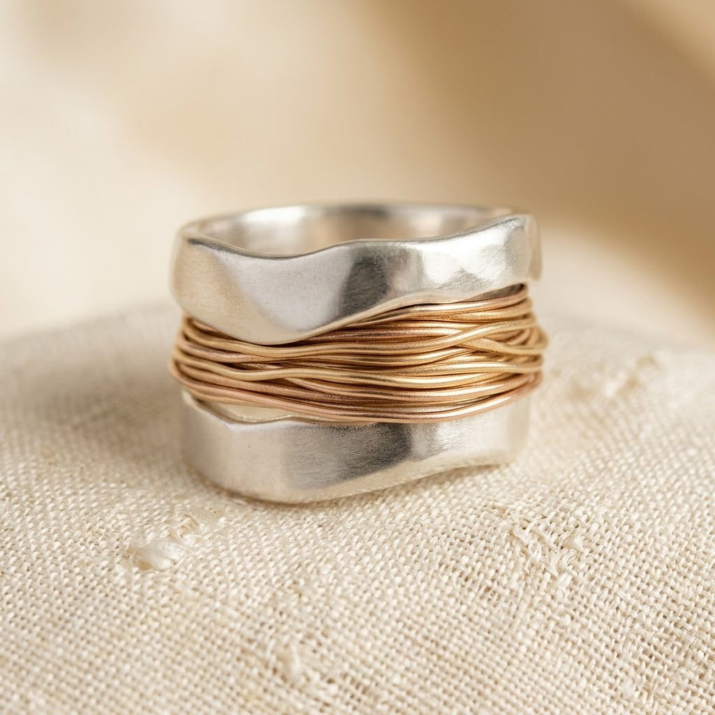 Bague Enveloppante en Argent et Or