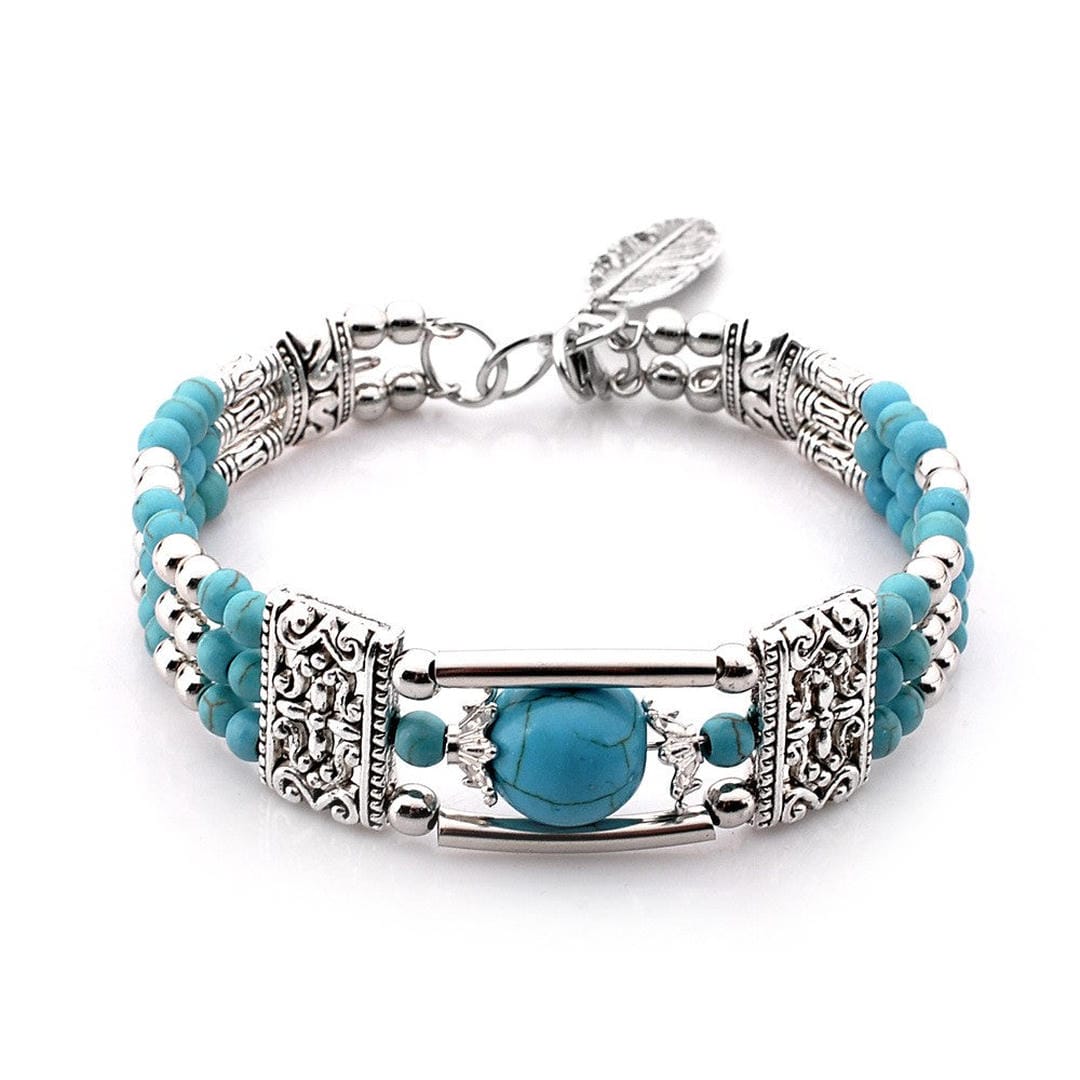 Bracelet en Pierre Turquoise Argent Antique