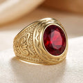 Bague Rubis Gravée en Or