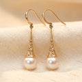 Boucles d'Oreilles Pendantes Filigrane Perle en Or