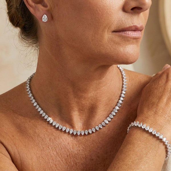 Superbe ensemble de mariage en zircon cubique rond brillant
