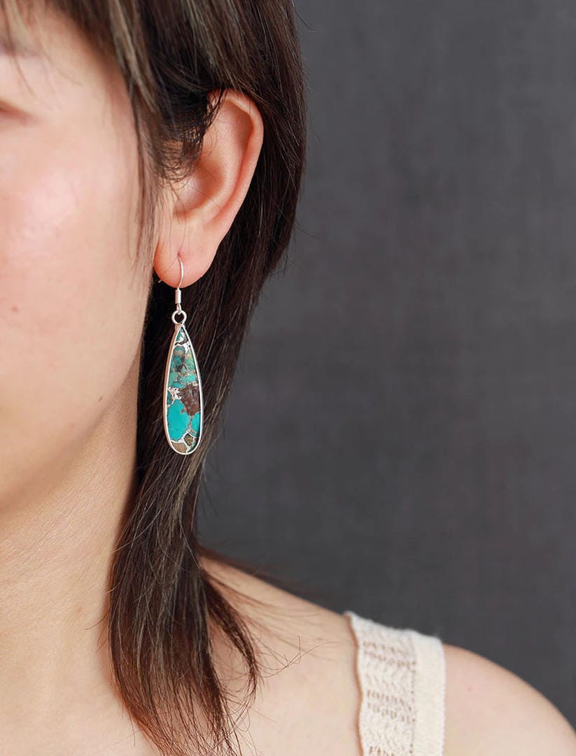 Boucles d'oreilles en jaspe turquoise chic en forme de goutte