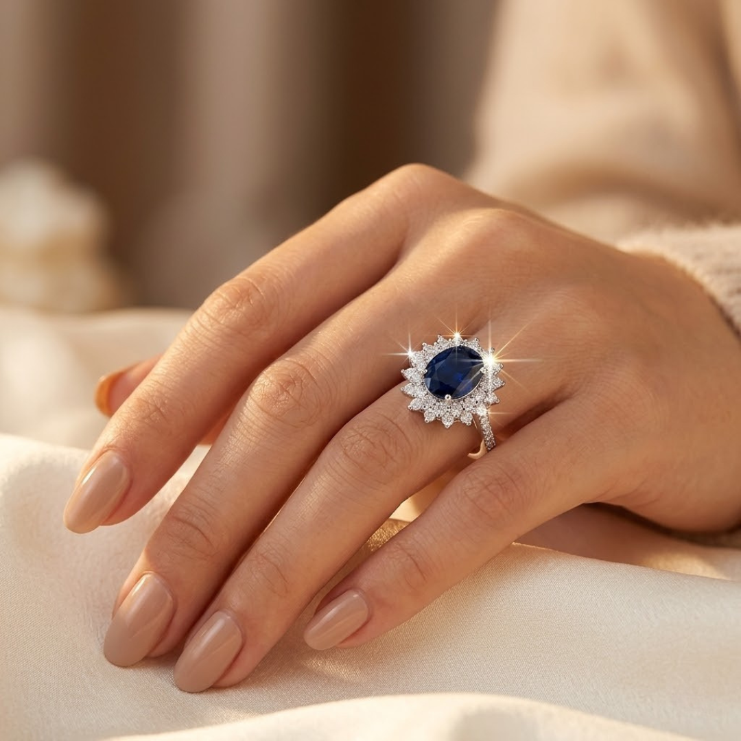 Bague Saphir Halo en Or