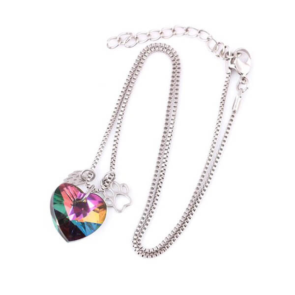 Collier souvenir arc-en-ciel avec pendentif en forme de cœur