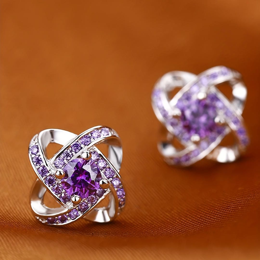 Boucles d'oreilles en cristal clover à spirale