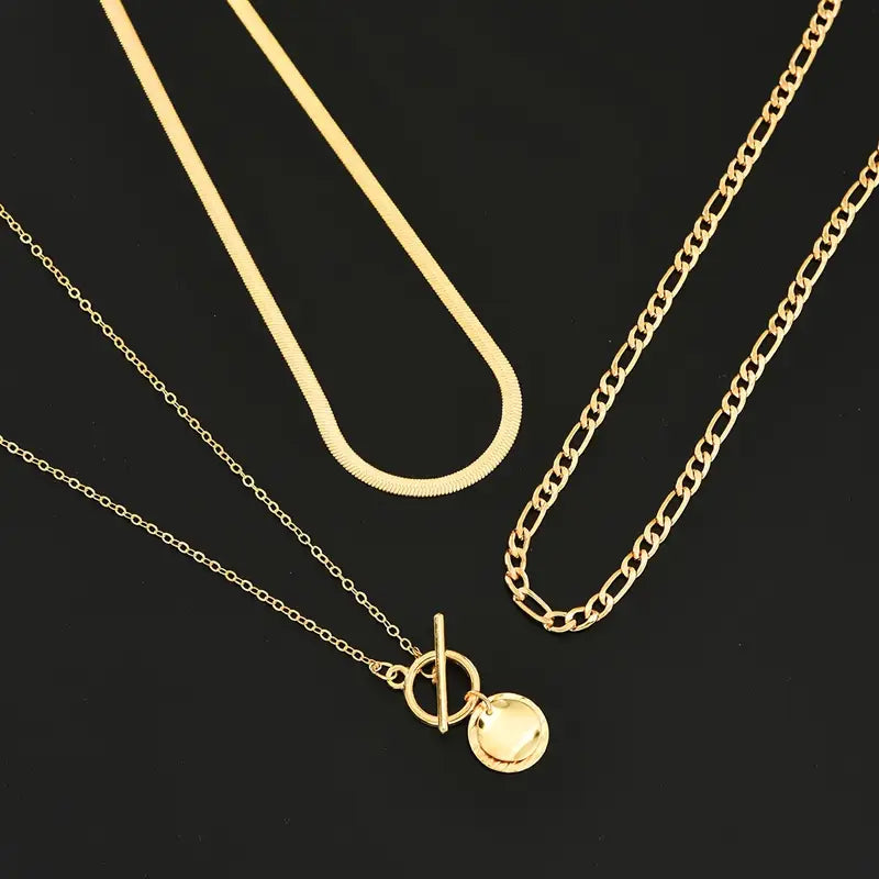 Savira | Collier multirangs médaille texturée | Or