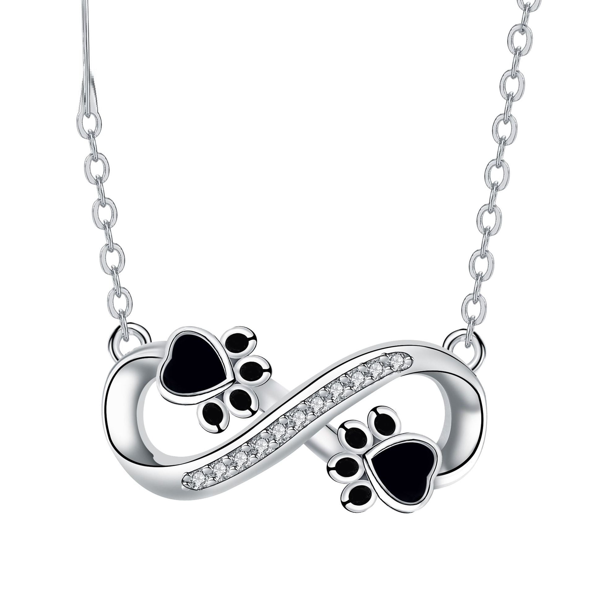 Collier à pendentif patte d'ourson en zircon