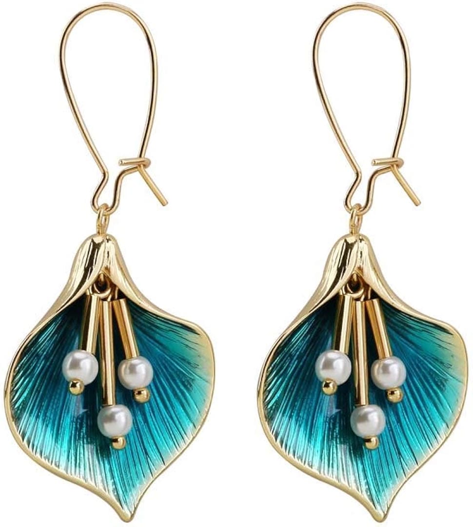 Boucles d'oreilles en argent vintage Lotus bleu