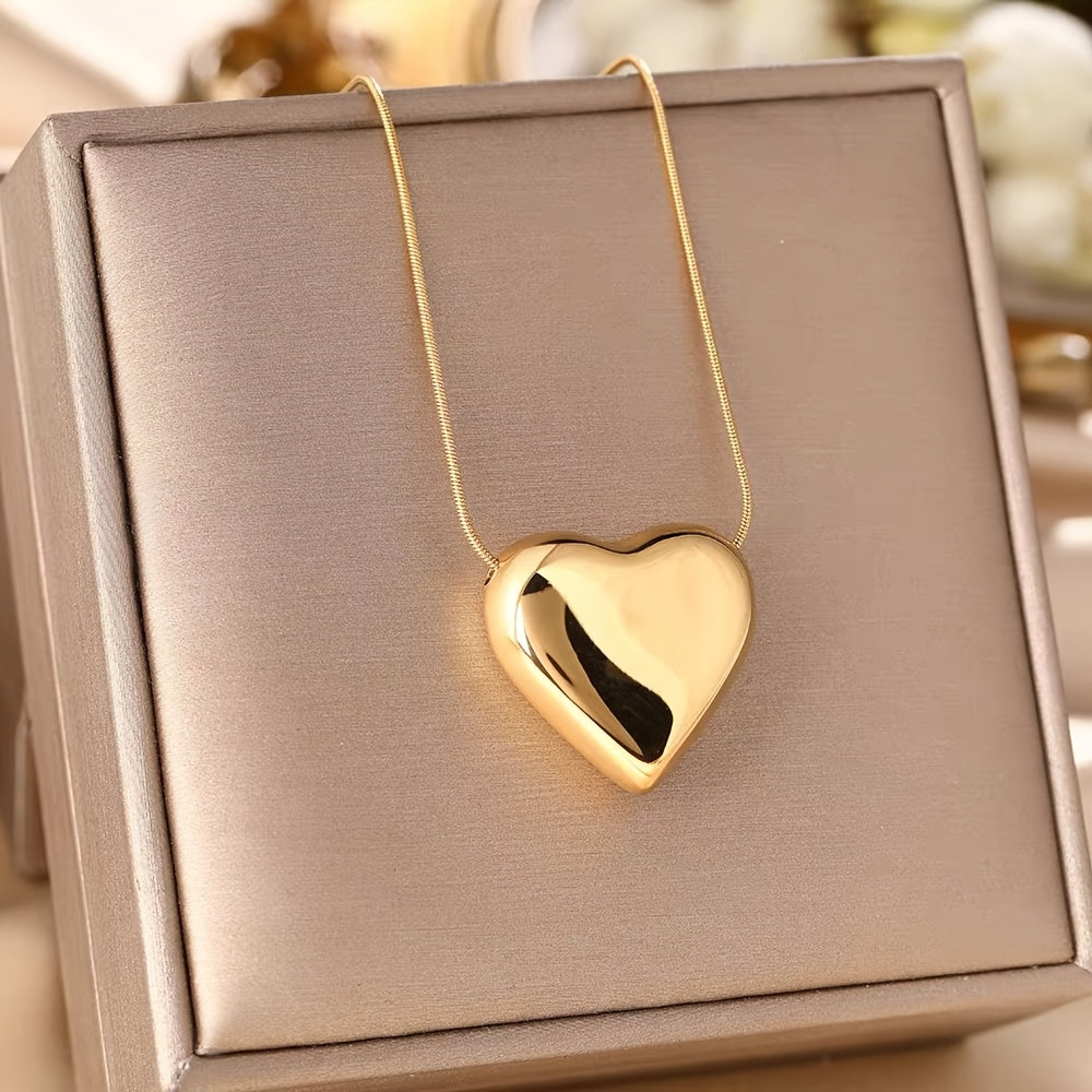 Collier en cœur Puffy en or blanc intemporel