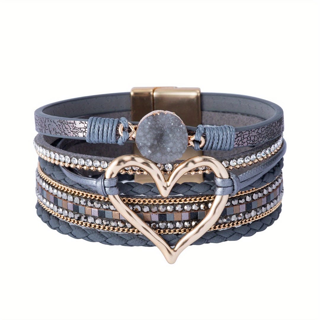 Bracelet en cuir multi-couches bohème