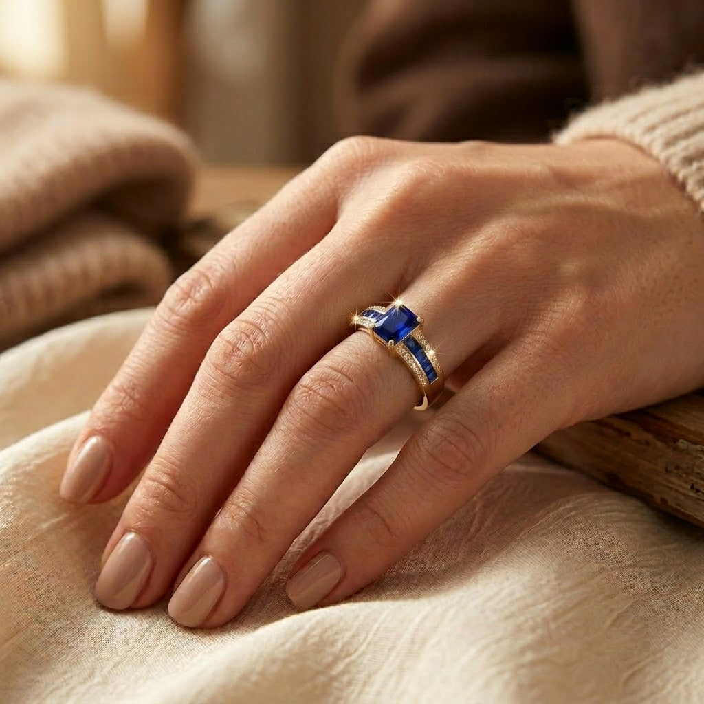 Bague Saphir Taille Carrée en Or
