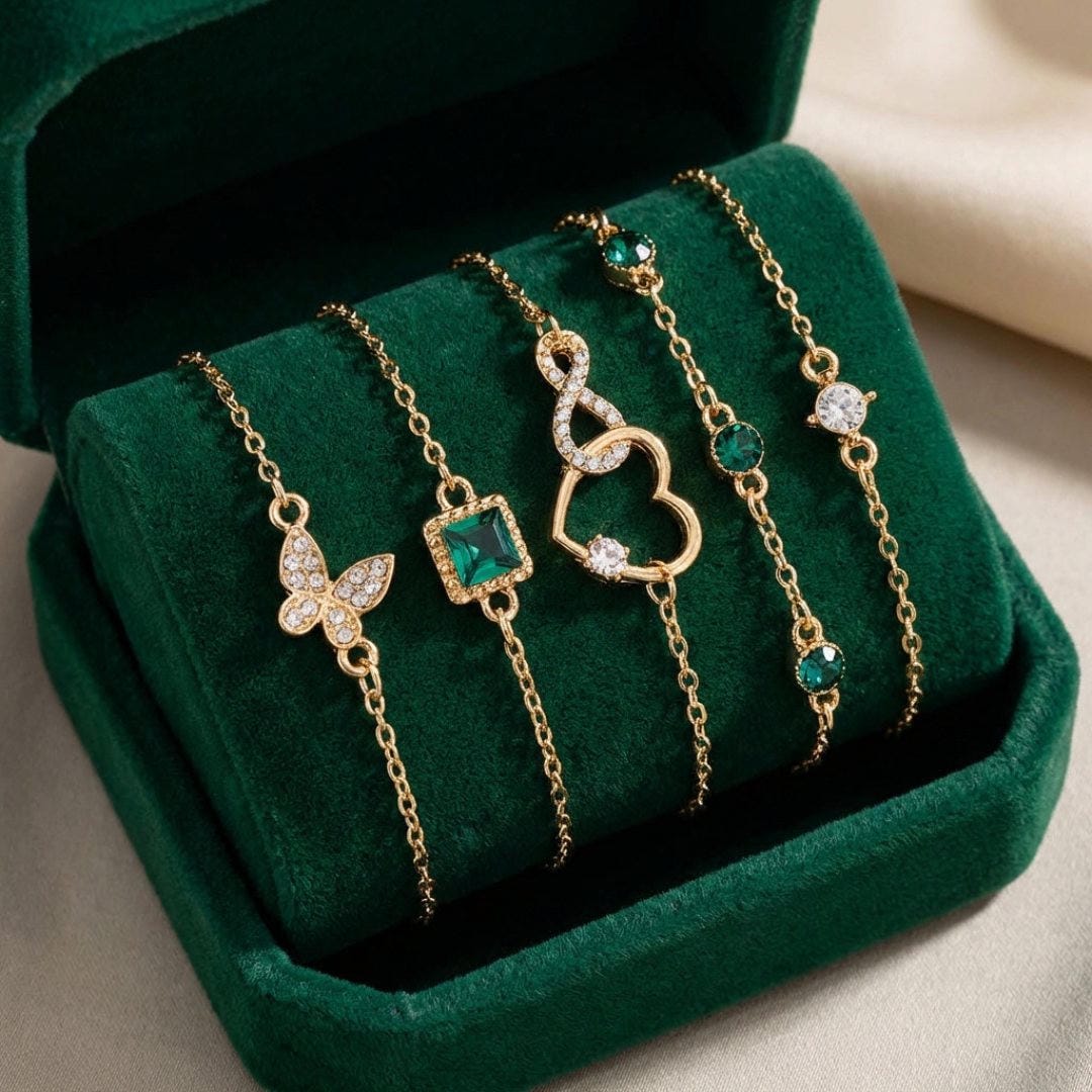 Ensemble de bracelets en cristal vert Ontto Sydän