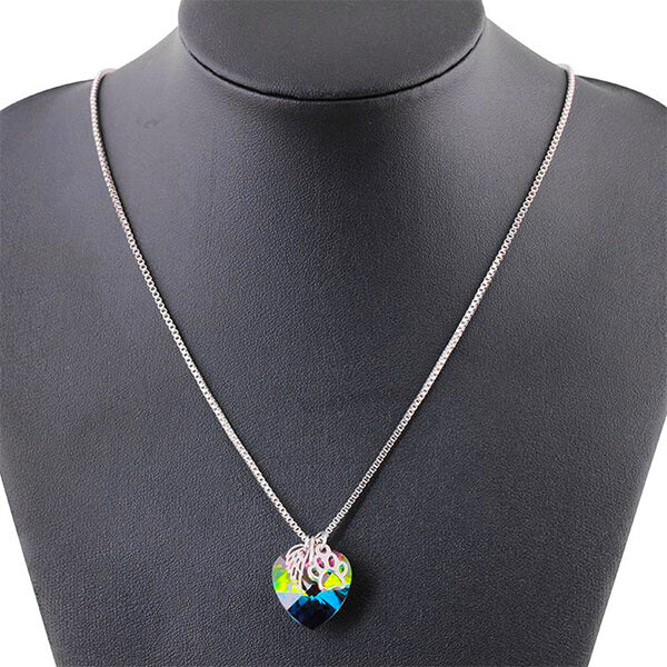 Collier souvenir arc-en-ciel avec pendentif en forme de cœur
