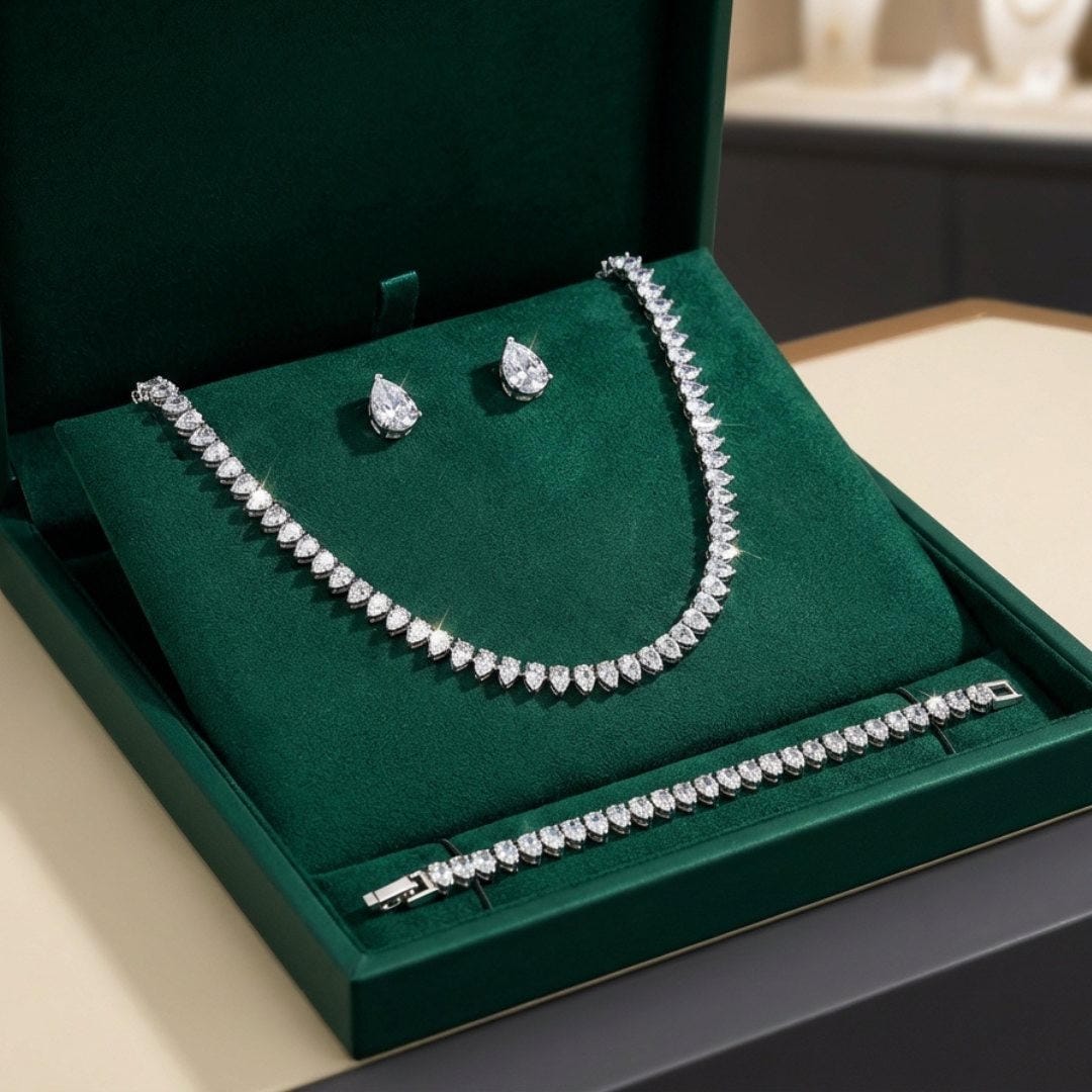 Superbe ensemble de mariage en zircon cubique rond brillant