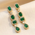 Boucles d'Oreilles Pendantes Émeraude Multi-Formes en Or