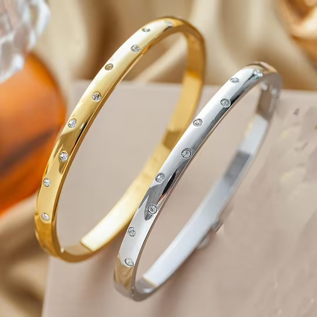 Bracelet en Zirconium Doré Intemporel