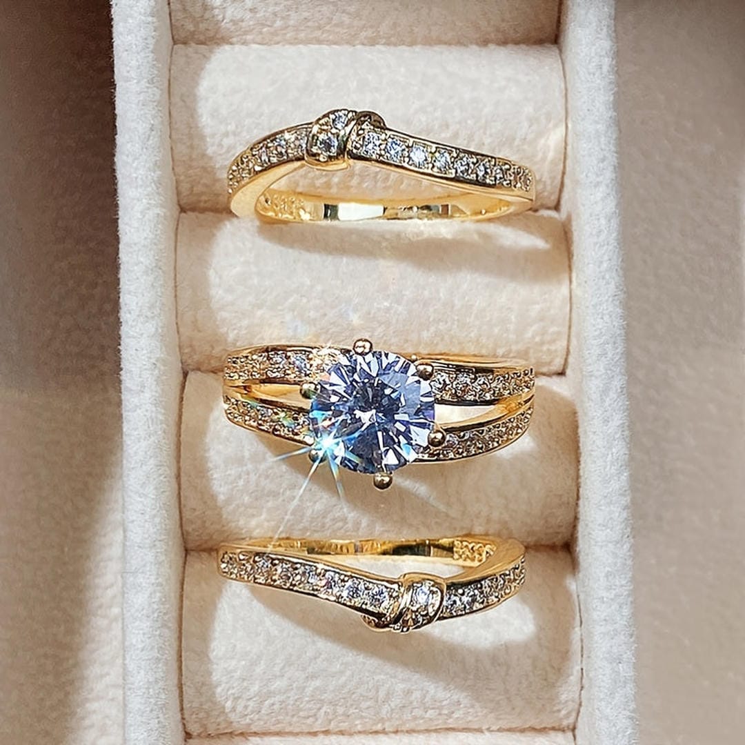 Ensemble de bagues Pavé rondes