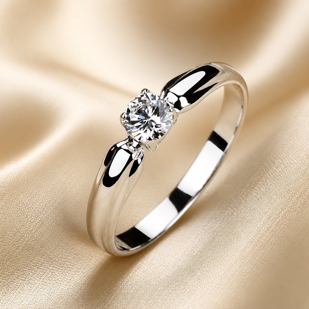 Bague Minimaliste en Zirconium Or Blanc